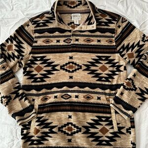 Grove Men's Tan Aztec Southwestern Patterned Lightweight Jacket
